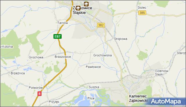mapa Grochowiska gmina Ząbkowice Śląskie, Grochowiska gmina Ząbkowice Śląskie na mapie Targeo