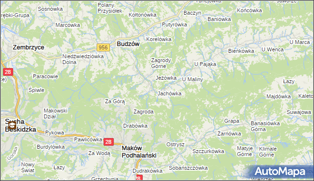 mapa Jachówka, Jachówka na mapie Targeo