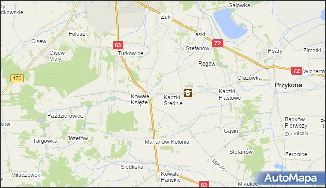 mapa Kaczki Średnie, Kaczki Średnie na mapie Targeo