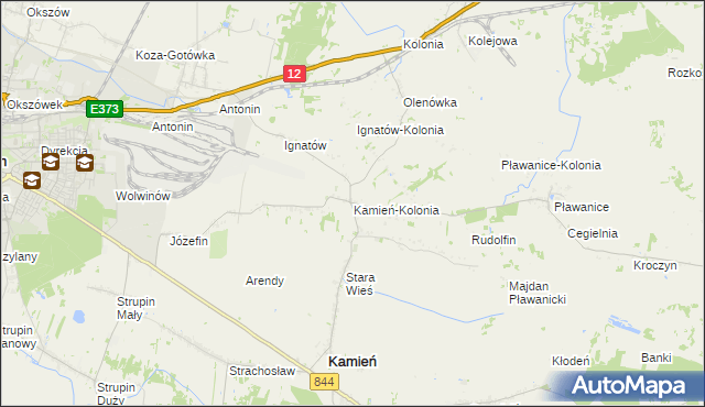 mapa Kamień-Kolonia gmina Kamień, Kamień-Kolonia gmina Kamień na mapie Targeo