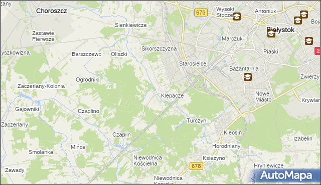 mapa Klepacze gmina Choroszcz, Klepacze gmina Choroszcz na mapie Targeo