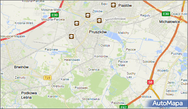mapa Komorów gmina Michałowice, Komorów gmina Michałowice na mapie Targeo