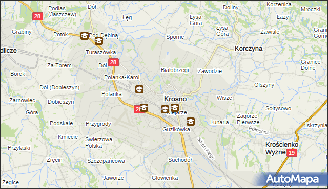 mapa Krosna, Krosno na mapie Targeo