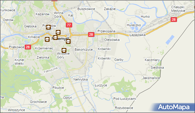 mapa Krówniki gmina Przemyśl, Krówniki gmina Przemyśl na mapie Targeo