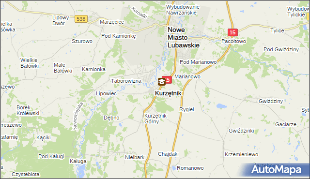 mapa Kurzętnik, Kurzętnik na mapie Targeo