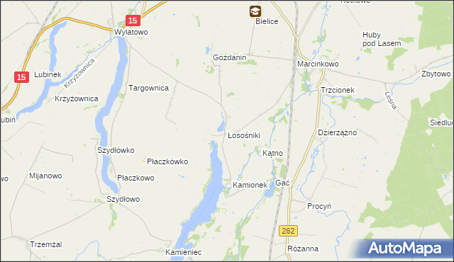 mapa Łosośniki gmina Mogilno, Łosośniki gmina Mogilno na mapie Targeo