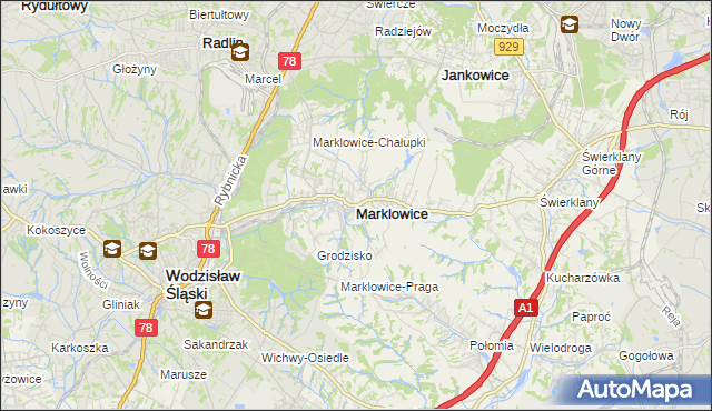 mapa Marklowice, Marklowice na mapie Targeo