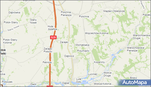 mapa Michałówka gmina Modliborzyce, Michałówka gmina Modliborzyce na mapie Targeo