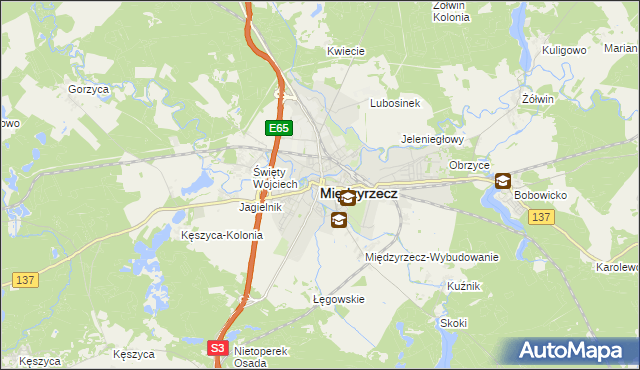 mapa Międzyrzecz, Międzyrzecz na mapie Targeo