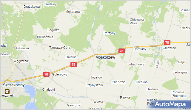 mapa Moskorzew, Moskorzew na mapie Targeo