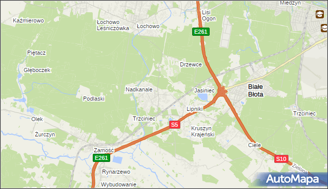 mapa Murowaniec gmina Białe Błota, Murowaniec gmina Białe Błota na mapie Targeo