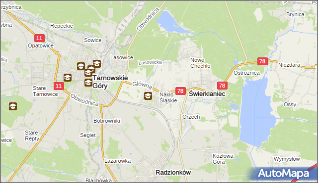 mapa Nakło Śląskie, Nakło Śląskie na mapie Targeo