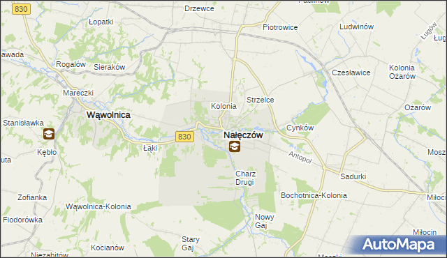 mapa Nałęczów powiat puławski, Nałęczów powiat puławski na mapie Targeo