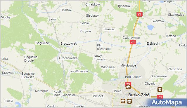 mapa Nowy Folwark gmina Busko-Zdrój, Nowy Folwark gmina Busko-Zdrój na mapie Targeo