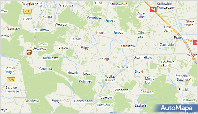 mapa Pałęgi, Pałęgi na mapie Targeo