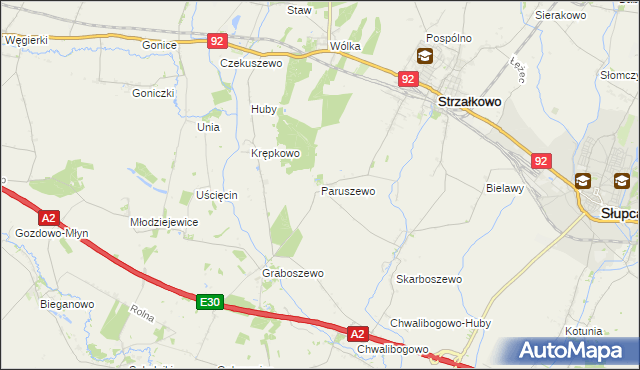 mapa Paruszewo, Paruszewo na mapie Targeo