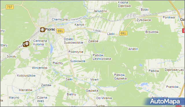 mapa Patków Leśniczówka, Patków Leśniczówka na mapie Targeo
