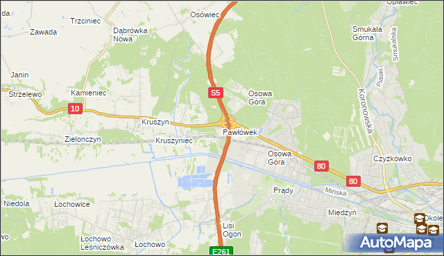 mapa Pawłówek gmina Sicienko, Pawłówek gmina Sicienko na mapie Targeo