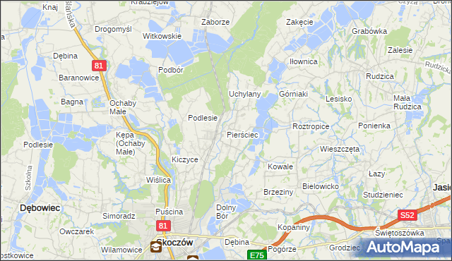 mapa Pierściec, Pierściec na mapie Targeo