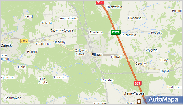 mapa Pilawa powiat garwoliński, Pilawa powiat garwoliński na mapie Targeo
