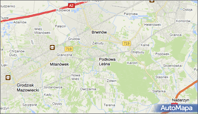 mapa Podkowa Leśna, Podkowa Leśna na mapie Targeo