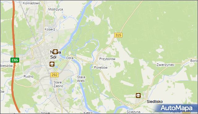 mapa Przyborów gmina Nowa Sól, Przyborów gmina Nowa Sól na mapie Targeo