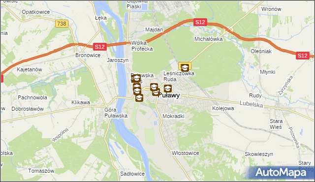 mapa Puław, Puławy na mapie Targeo