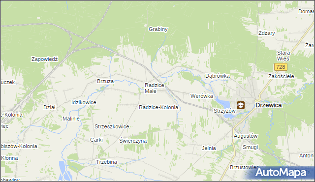 mapa Radzice Duże, Radzice Duże na mapie Targeo