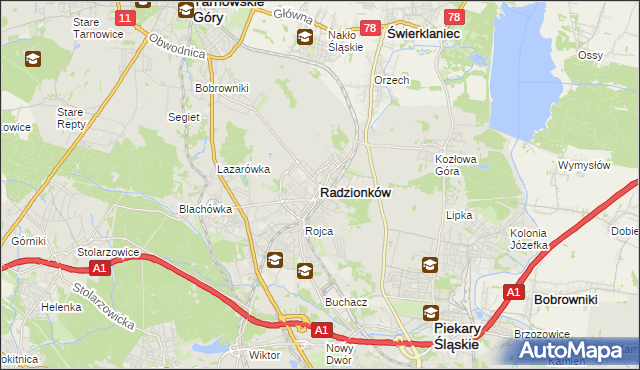 mapa Radzionków, Radzionków na mapie Targeo