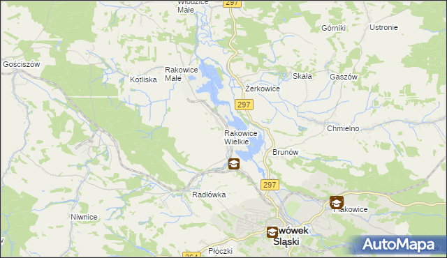 mapa Rakowice Wielkie, Rakowice Wielkie na mapie Targeo