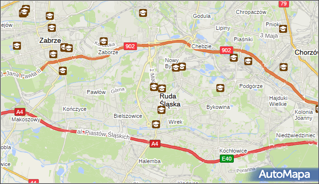 mapa Rudy Śląskiej, Ruda Śląska na mapie Targeo