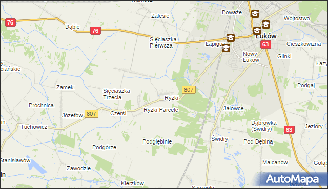 mapa Ryżki, Ryżki na mapie Targeo