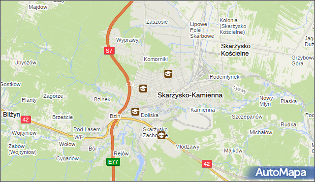 mapa Skarżysko-Kamienna, Skarżysko-Kamienna na mapie Targeo