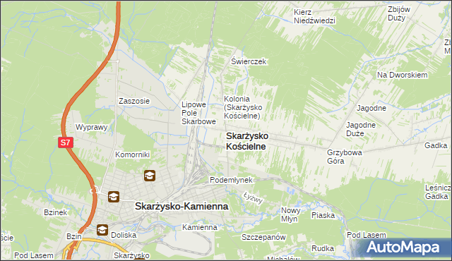 mapa Skarżysko Kościelne, Skarżysko Kościelne na mapie Targeo