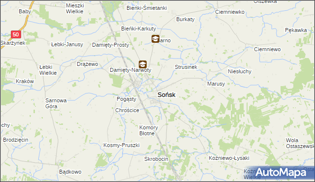 mapa Sońsk, Sońsk na mapie Targeo
