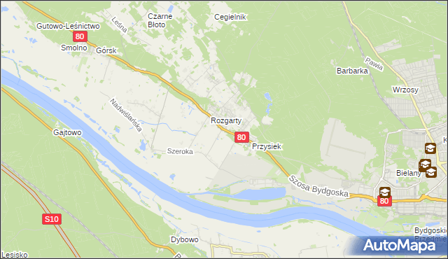 mapa Stary Toruń, Stary Toruń na mapie Targeo