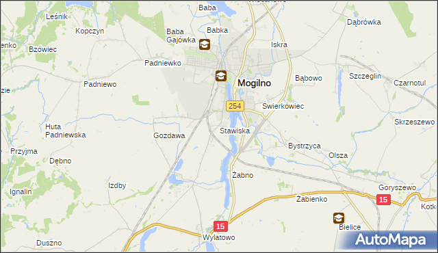 mapa Stawiska gmina Mogilno, Stawiska gmina Mogilno na mapie Targeo