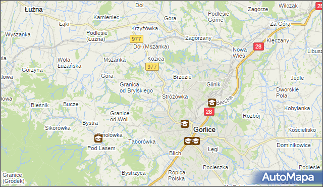 mapa Stróżówka, Stróżówka na mapie Targeo