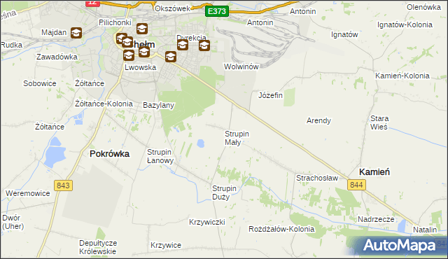 mapa Strupin Mały, Strupin Mały na mapie Targeo