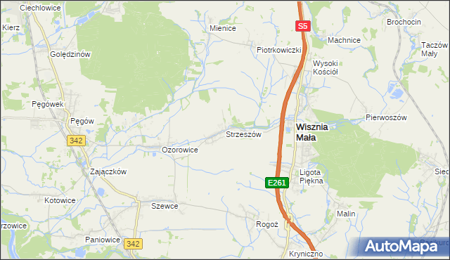 mapa Strzeszów gmina Wisznia Mała, Strzeszów gmina Wisznia Mała na mapie Targeo