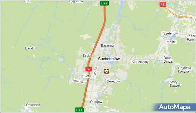 mapa Suchedniów, Suchedniów na mapie Targeo