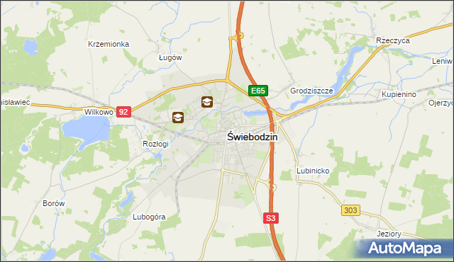 mapa Świebodzin, Świebodzin na mapie Targeo