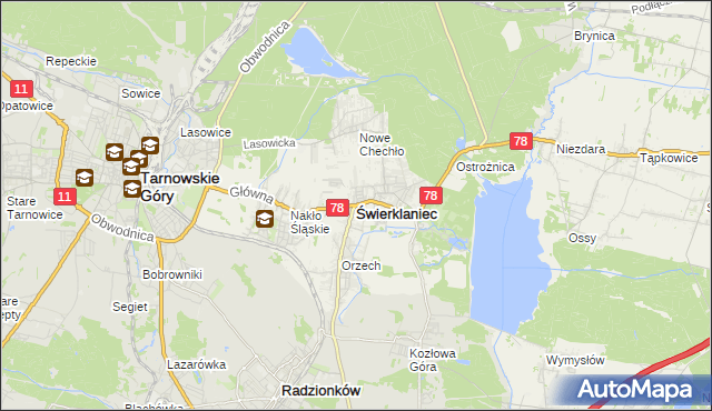 mapa Świerklaniec, Świerklaniec na mapie Targeo