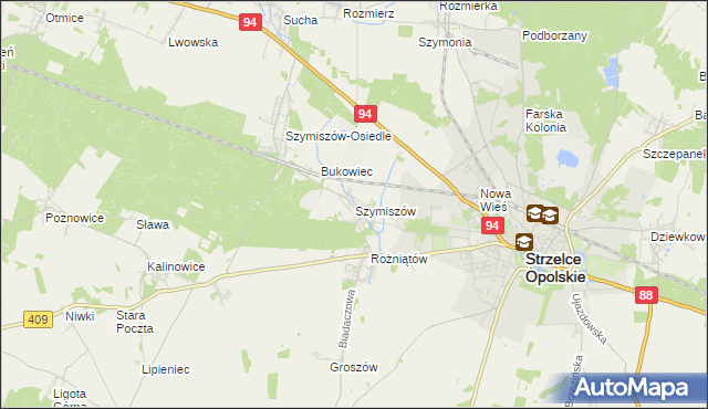 mapa Szymiszów, Szymiszów na mapie Targeo