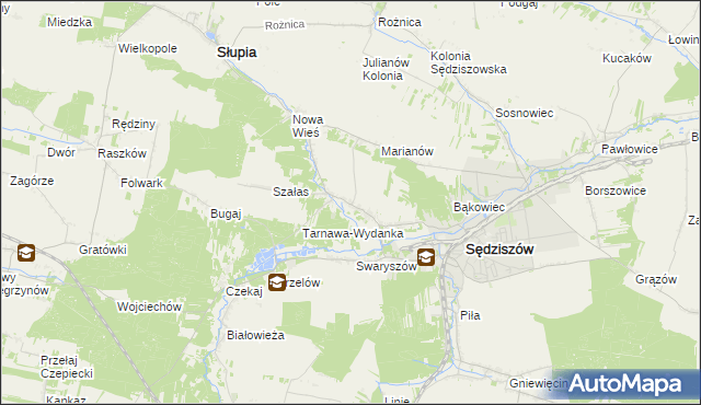 mapa Tarnawa gmina Sędziszów, Tarnawa gmina Sędziszów na mapie Targeo