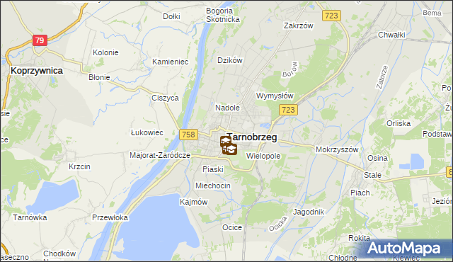 mapa Tarnobrzegu, Tarnobrzeg na mapie Targeo