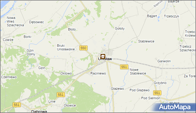 mapa Unisław powiat chełmiński, Unisław powiat chełmiński na mapie Targeo