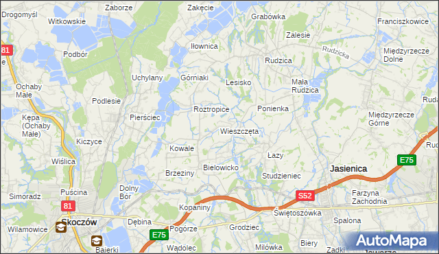 mapa Wieszczęta, Wieszczęta na mapie Targeo