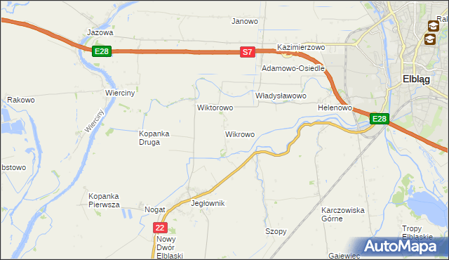 mapa Wikrowo gmina Gronowo Elbląskie, Wikrowo gmina Gronowo Elbląskie na mapie Targeo