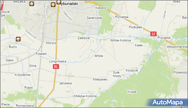 mapa Witów gmina Sulejów, Witów gmina Sulejów na mapie Targeo